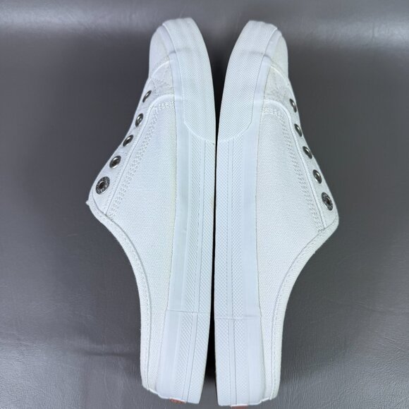 Taos EZ Soul Shoes Women Size 8.5 White Canvas Slip On Mules Curves Pods Footbed - Picture 7 of 12